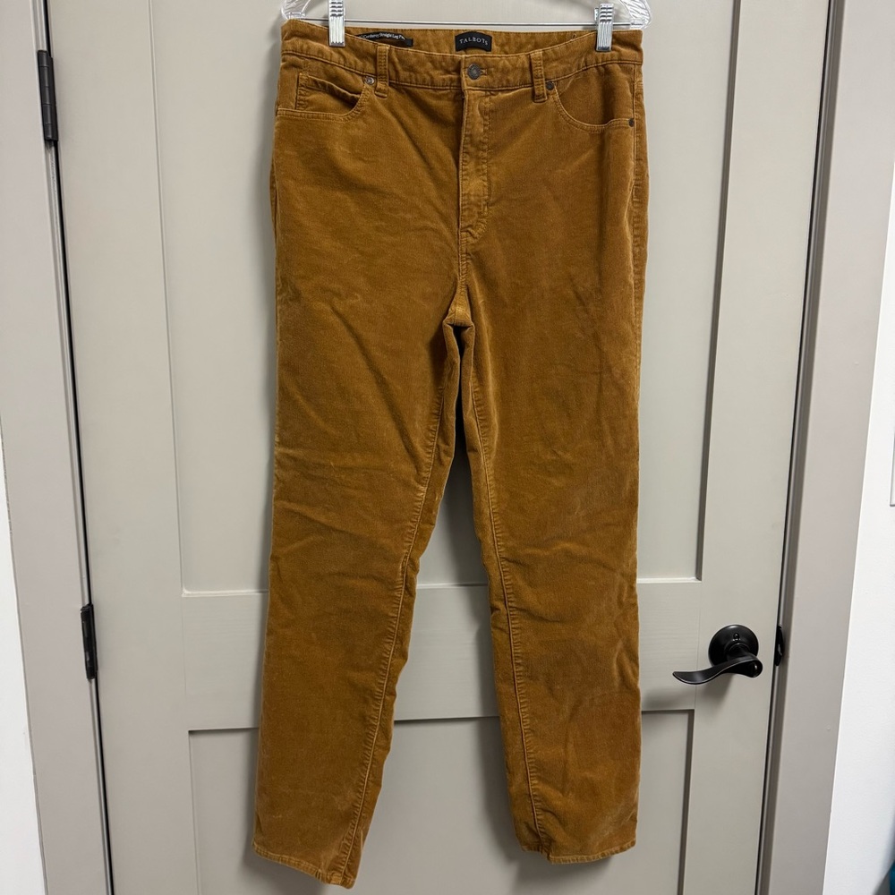 Talbots Tan Corduroy Straight Leg Pants 5 Pockets  Women’s Size‎ 12